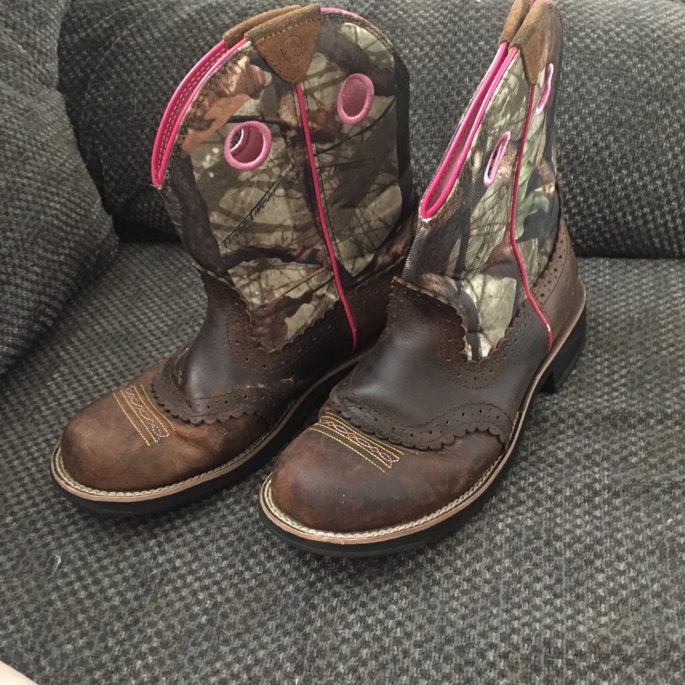 Camo and pink boots